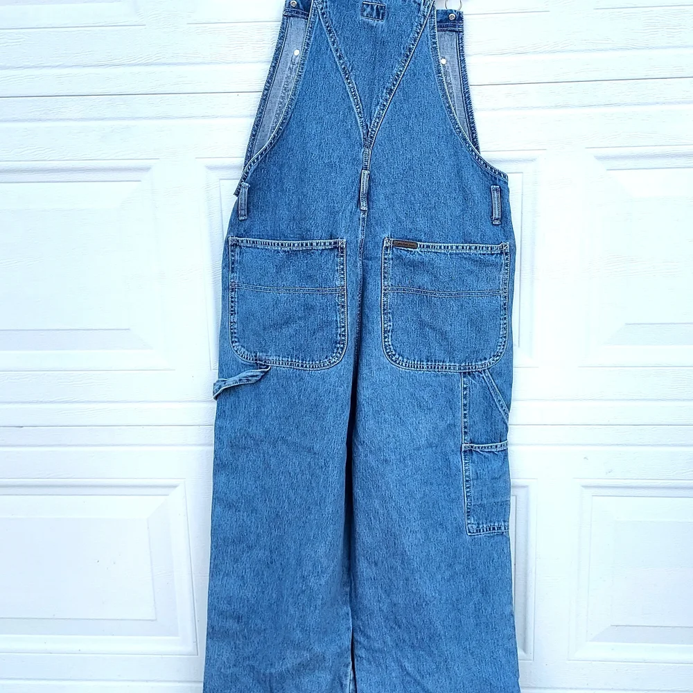 Y2K Calvin Klein Jeans Blue Wide Leg Overalls %100 Cotton Denim - Picture 7 of 10